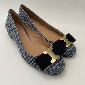 New! Tory Burch Gemini Chain Gold Link Bow Flats